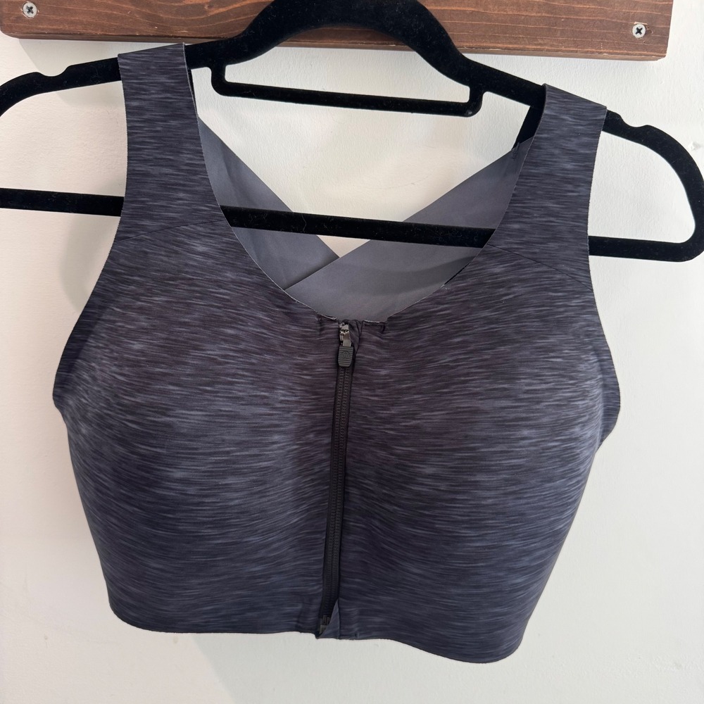 Lululemon Enlite Bra Zip Front High Support Sports Bra Black Space Dye 38DD
